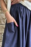 Inga Stretch Poplin Cotton Barrel Pant Navy